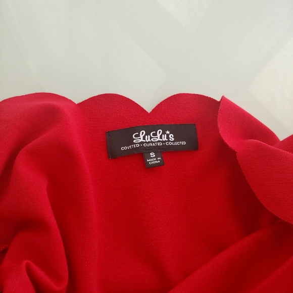 Lulus Tip The Scallops red scalloped skater dress - Picture 6 of 6